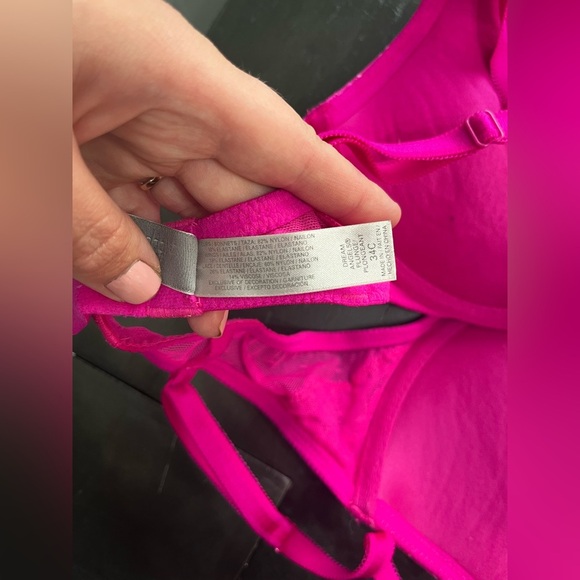 Victoria’s Secret Dream Angels Push-Up Bra 34C Barbie Pink Lace Bow - Picture 5 of 8